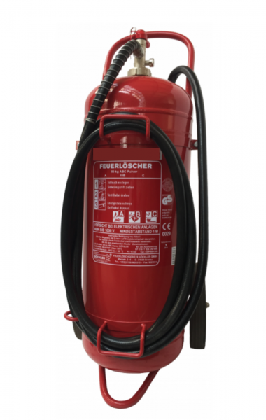 Göckler 50kg Pulver Dauerdruck Feuerlöscher fahrbar  - Löschwagen